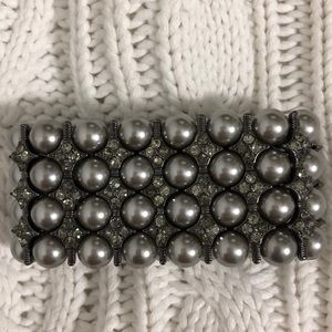 Gray Pearl and Crystal Bracelet